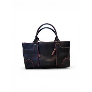 Tommy Hilfiger Black Bag Purse Handbag Ribbon Details Faux Pebbled Leather